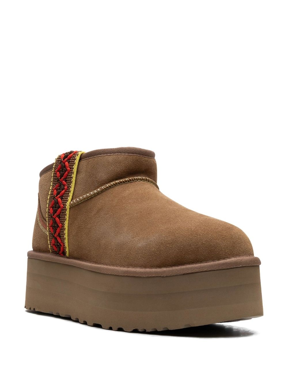 Shop Ugg Classic Ultra Mini Braid Platform "chestnut" Boots In Brown