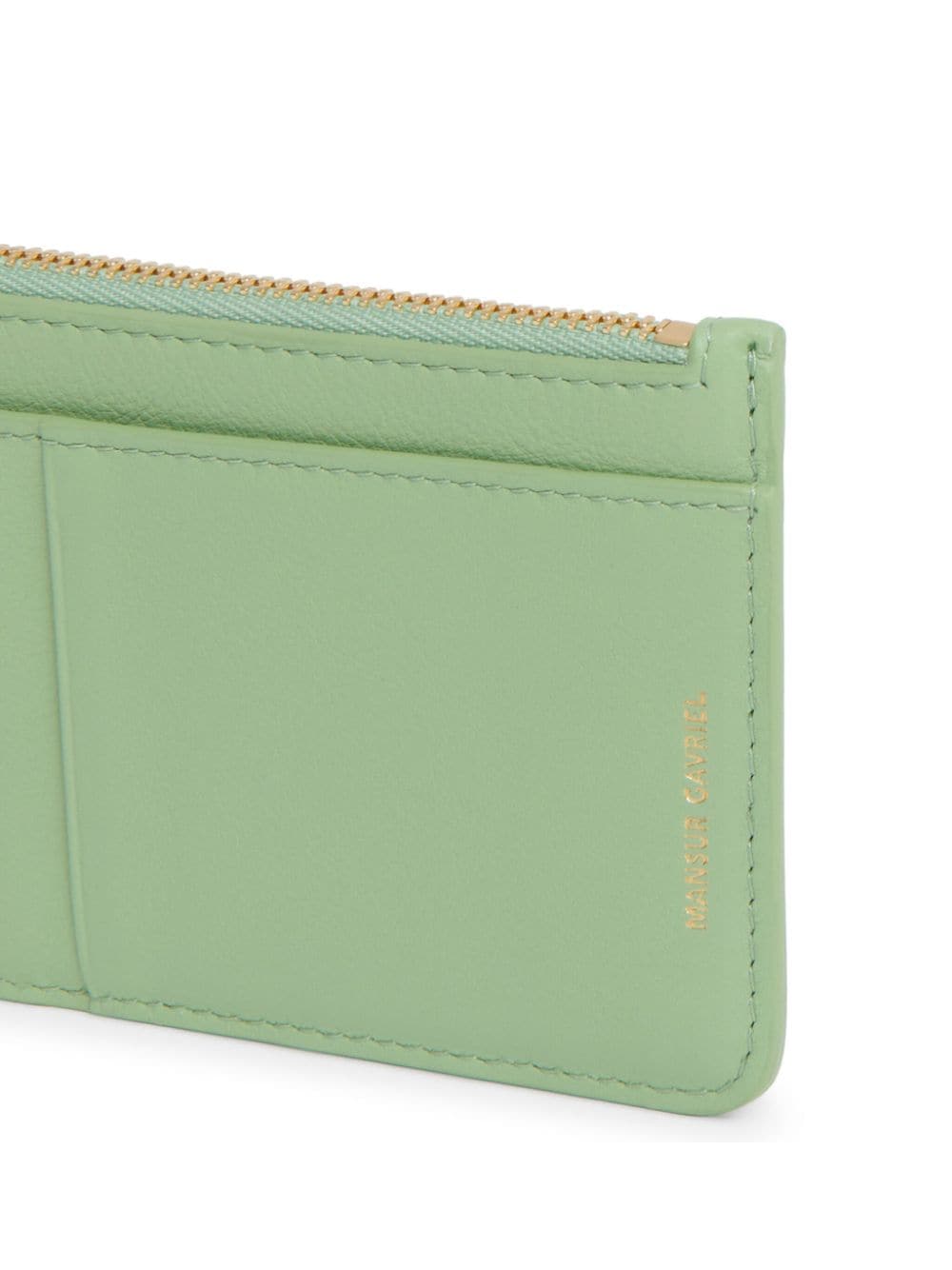 Shop Mansur Gavriel Logo-stamp Leather Cardholder In Green