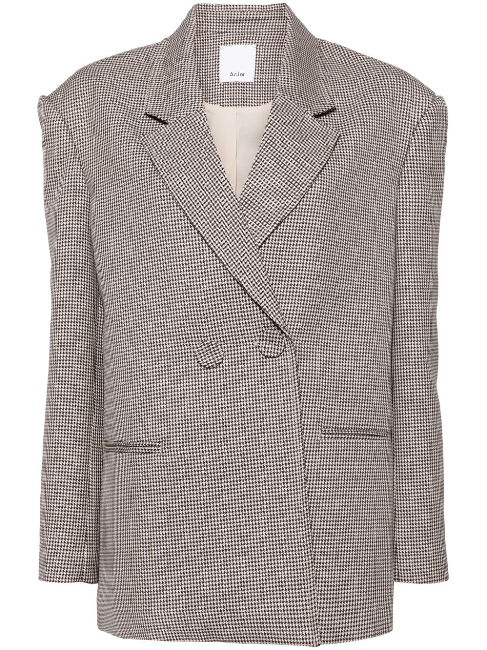 Acler Houndstooth Double-breasted Blazer In Brown