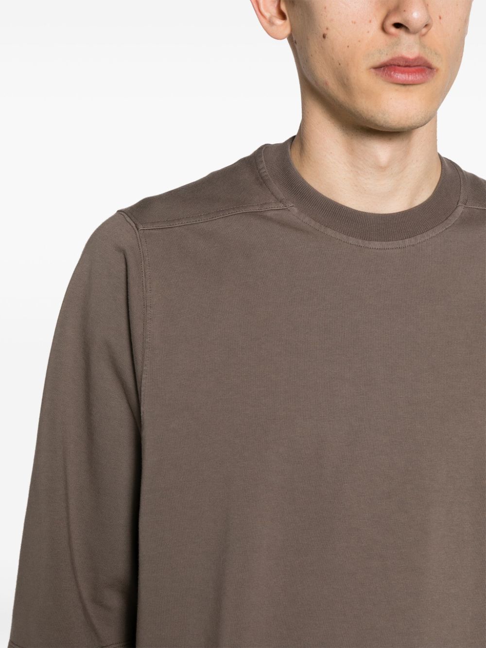 Shop Rick Owens Drkshdw Jumbo Ss Cotton T-shirt In Brown