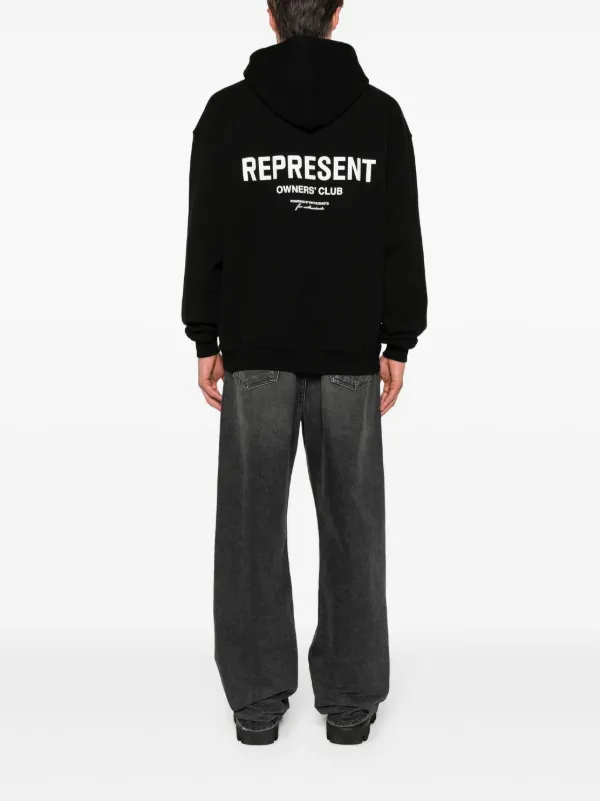 Represent logo-print Cotton Hoodie | Black | FARFETCH JO