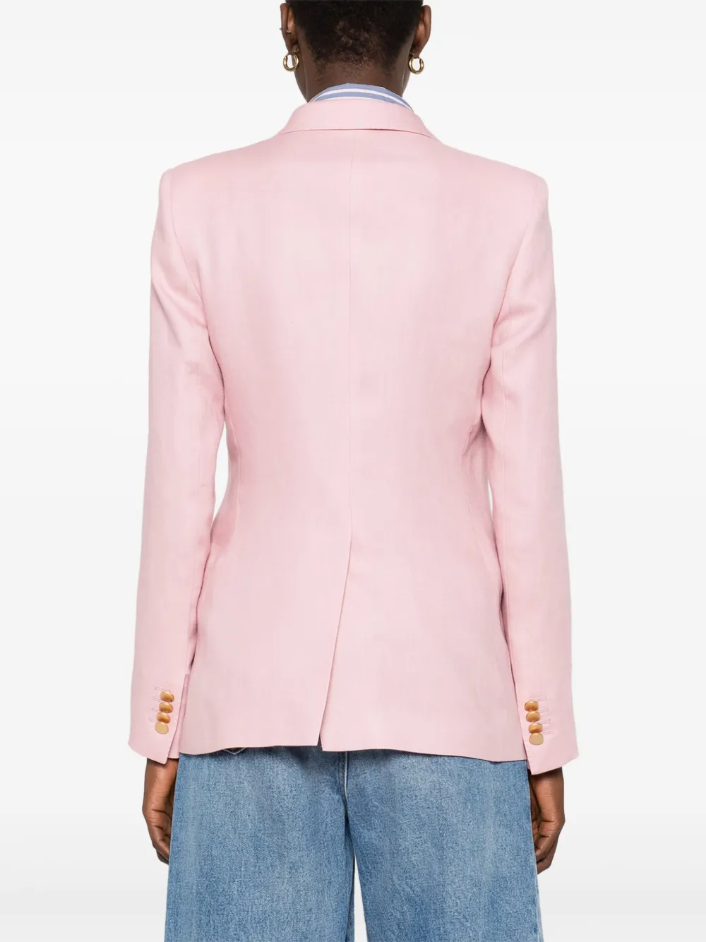 Shop Tagliatore Interlock-twill Linen Blazer In Pink