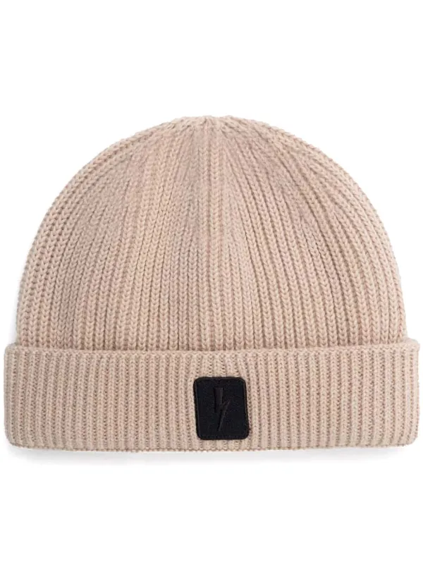 Neil Barrett logo applique Beanie Neutrals FARFETCH AE