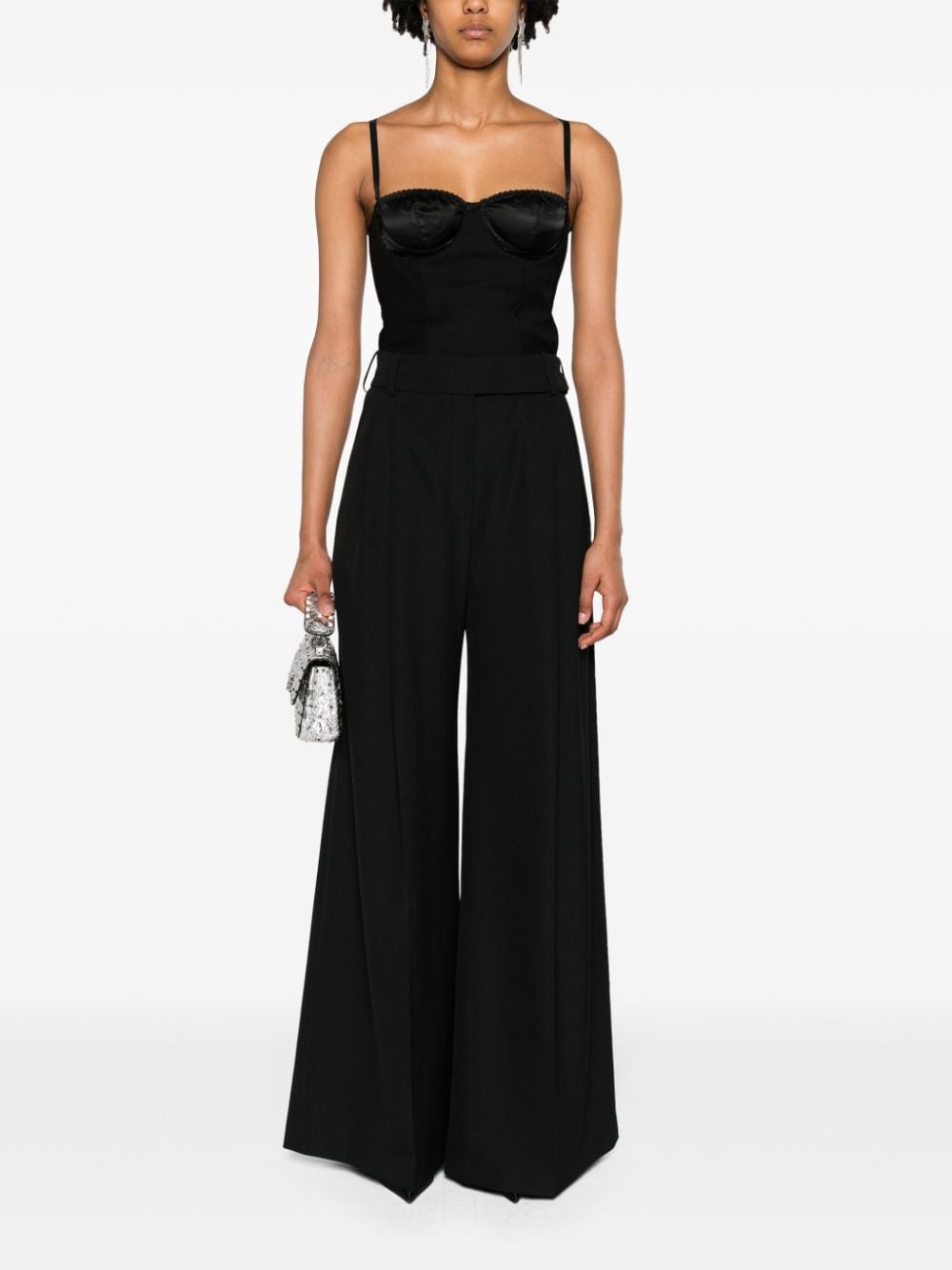 Alexandre Vauthier Mid waist crêpe palazzo broek Zwart