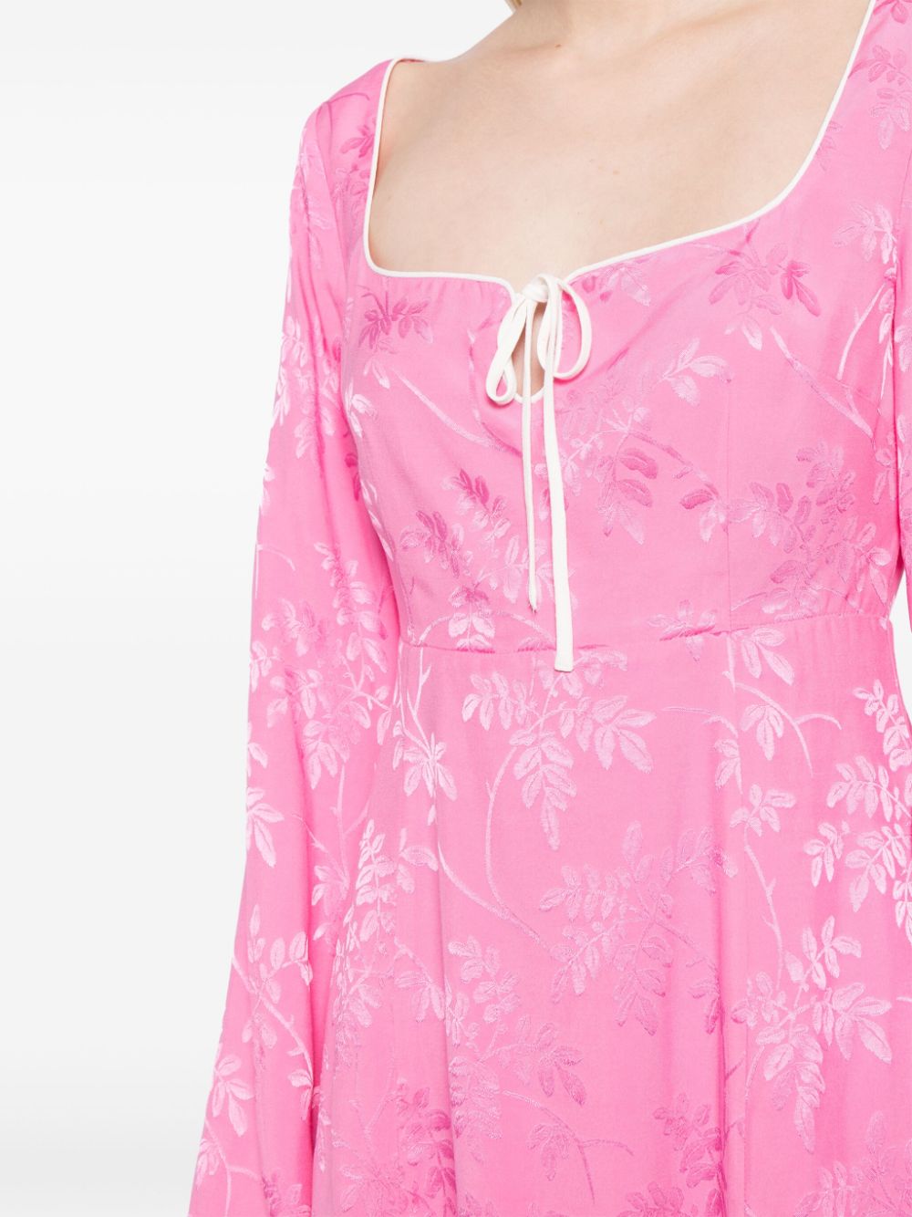 Shop Kitri Elspeth Floral-jacquard Minidress In Pink