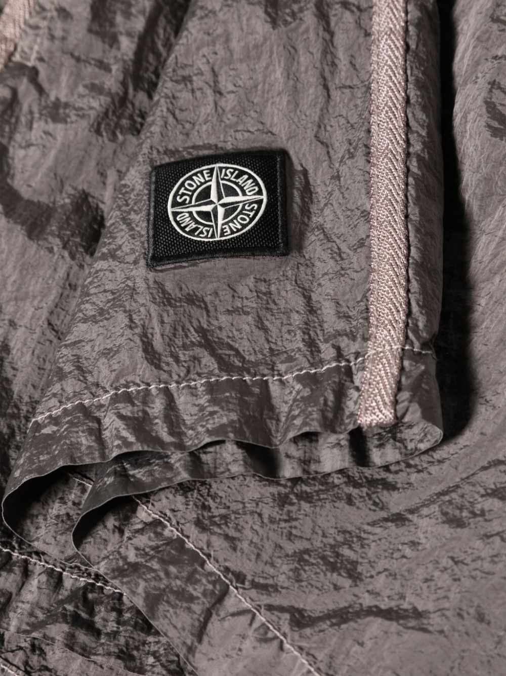 Shop Stone Island Compass-appliqué Econyl® Swim Shorts In 灰色