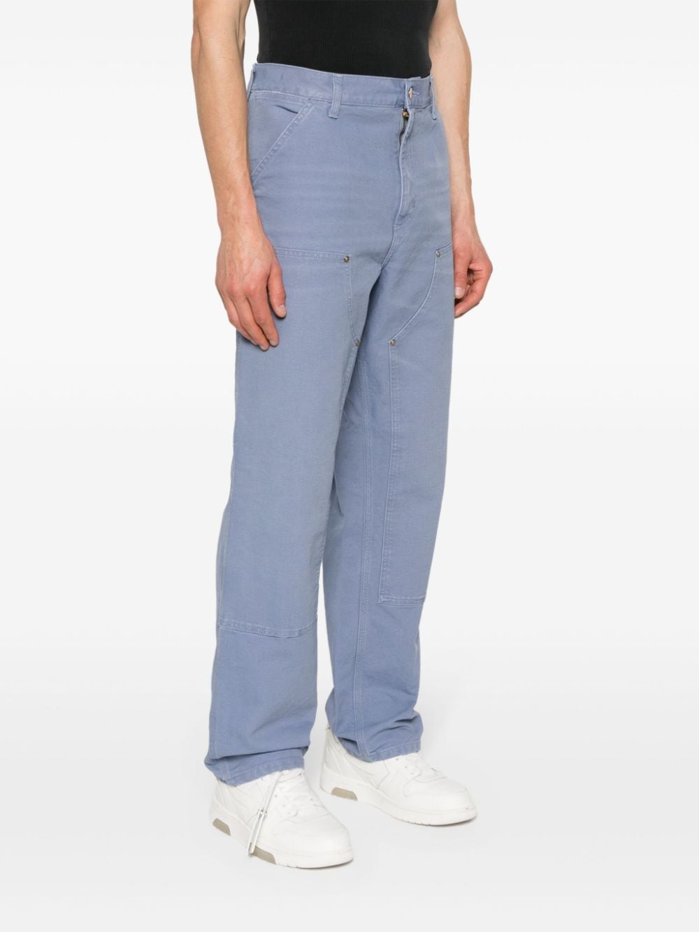 Shop Carhartt Double Knee Mid-waist Straight-leg Trousers In 蓝色