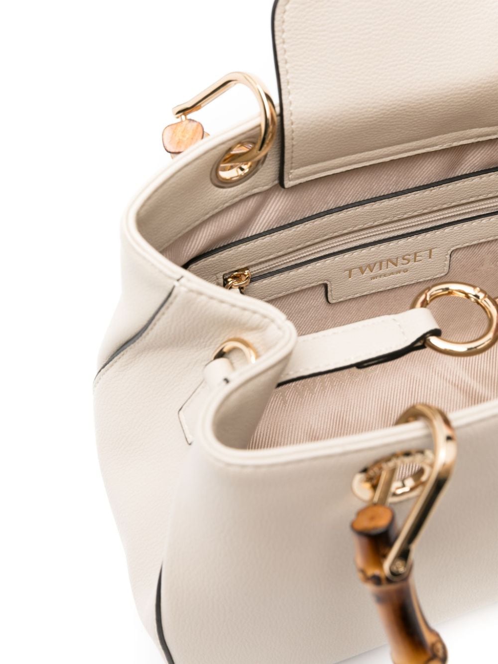 Shop Twinset Florence Grained Shoulder Bag In Neutrals