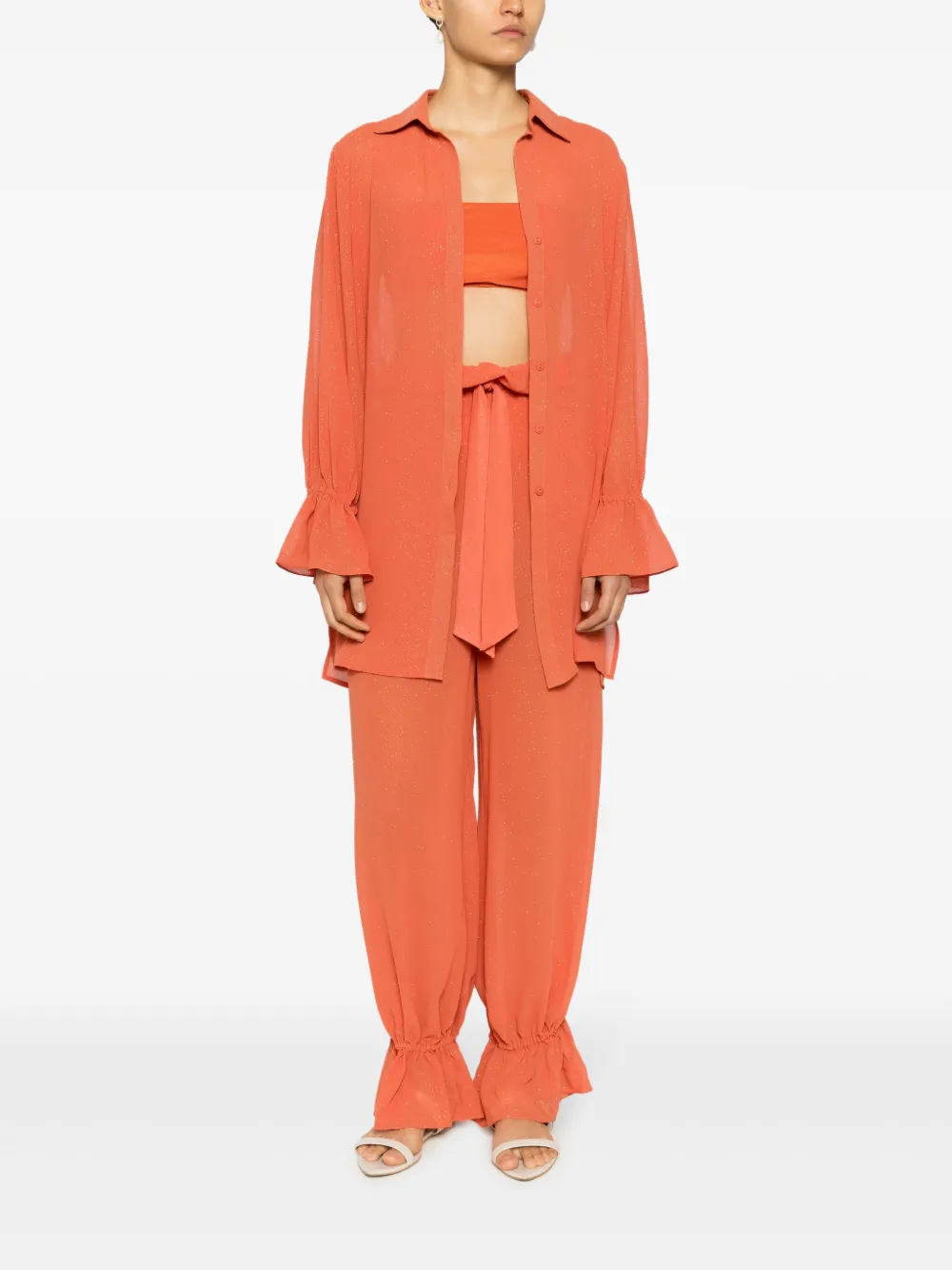 Shop Adriana Degreas Clochard Flared-cuff Trousers In Orange