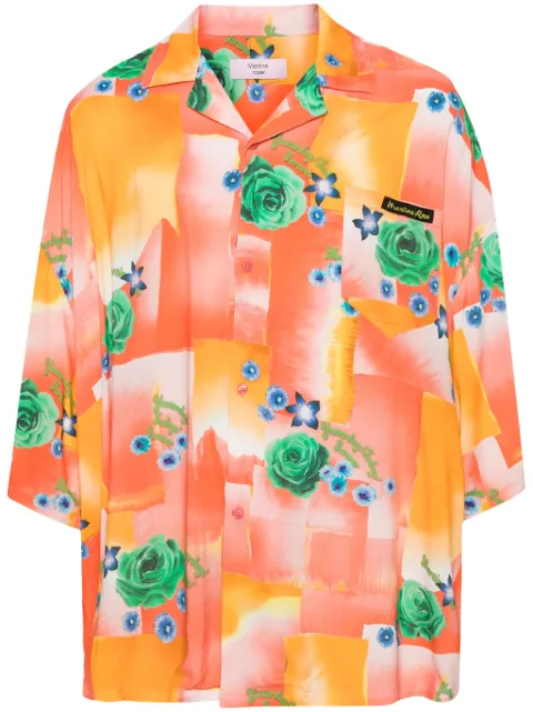 Martine Rose floral-print logo-patch shirt