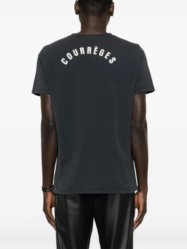 Tシャツ・カットソー COURREGES COTTON JERSEY T-SHIRT WITH LOGO PATCH Courrèges logo-patch Cotton T-shirt | Grey | FARFETCH