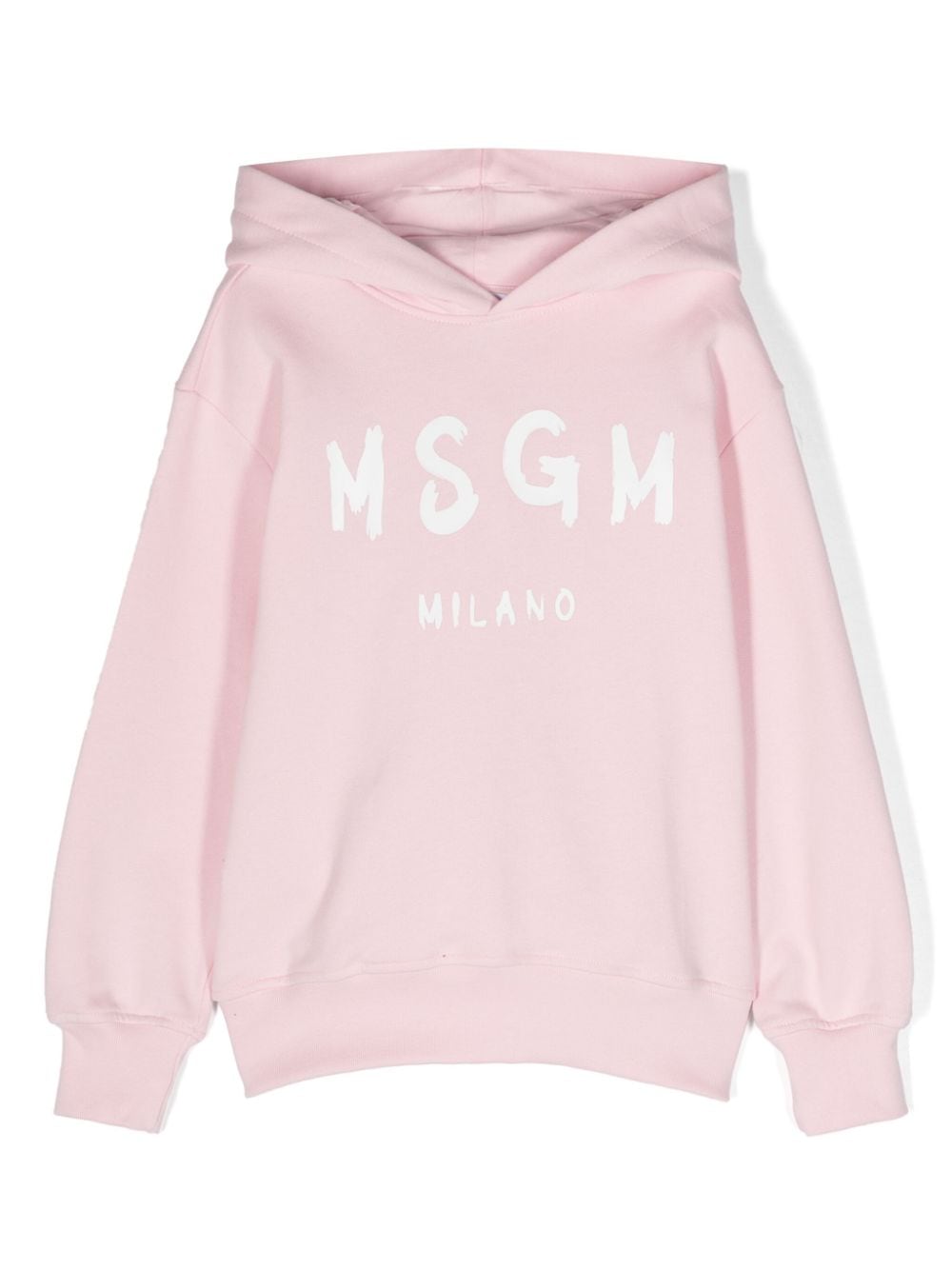 Msgm Kids' Logo-print Cotton Hoodie In Pink