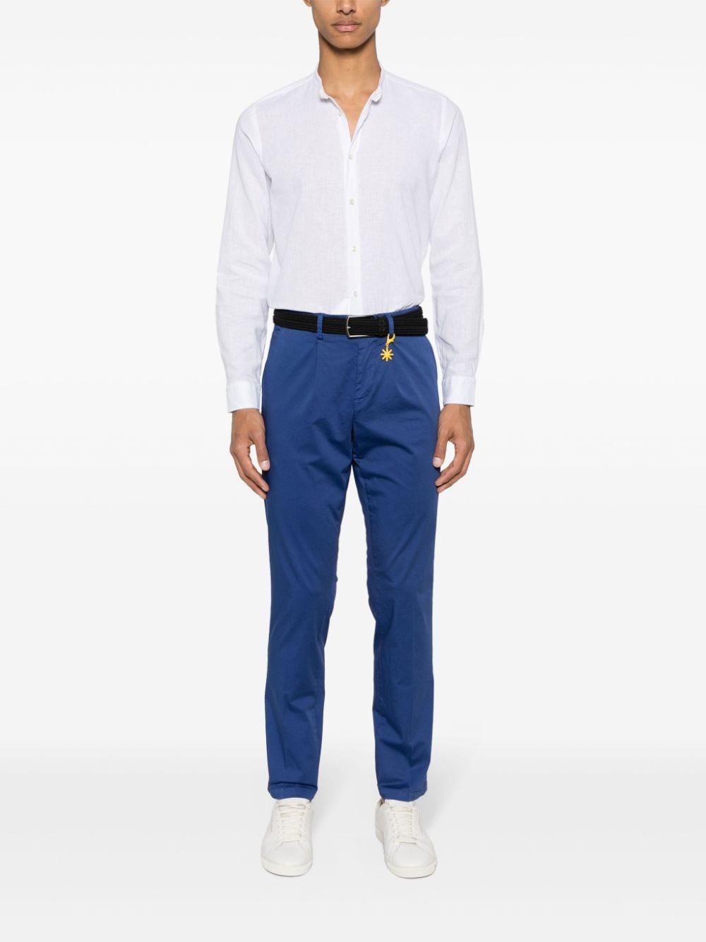 Shop Manuel Ritz Garment-dyed Straight Trousers In Blue