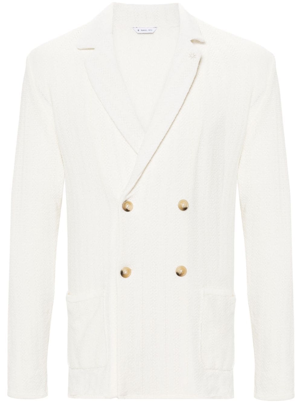 Manuel Ritz Double-breasted Knitted Blazer In Neutrals