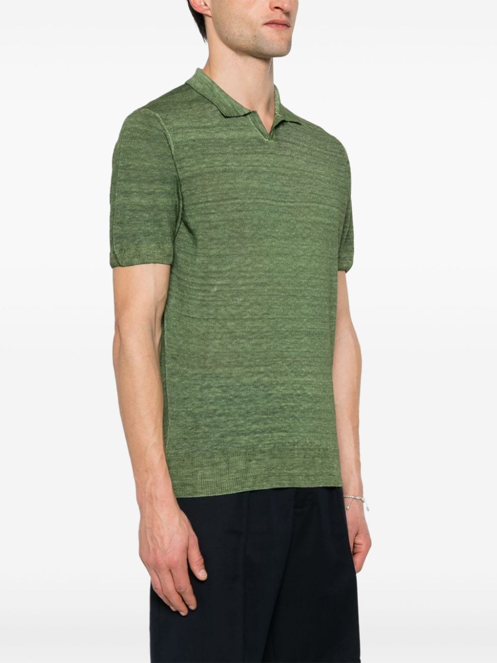 Shop 120% Lino Mélange Linem Polo Shirt In Green