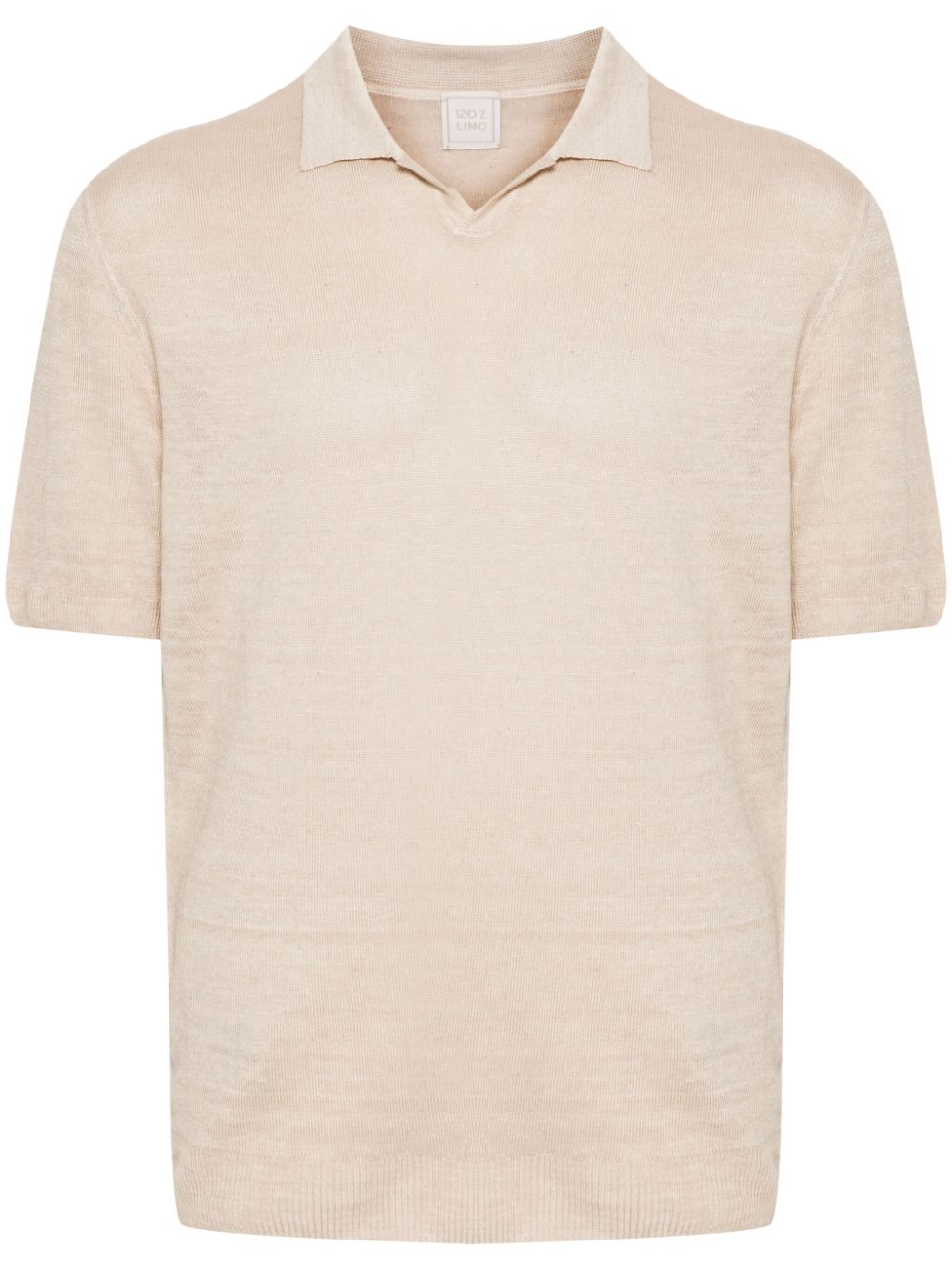 120% Lino Mélange Polo Shirt In Neutrals