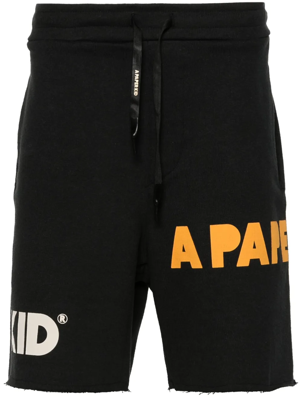 A Paper Kid Katoenen trainingsshorts met logoprint Zwart