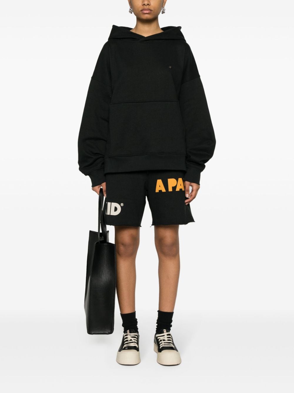 Shop A Paper Kid Logo-print Cotton Track Shorts In Black