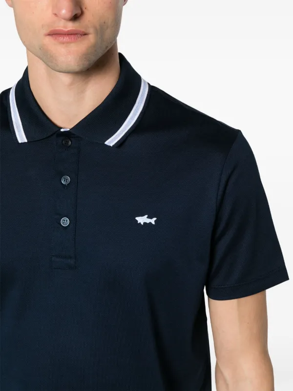 Paul Shark logo applique Polo Shirt Blue FARFETCH JO