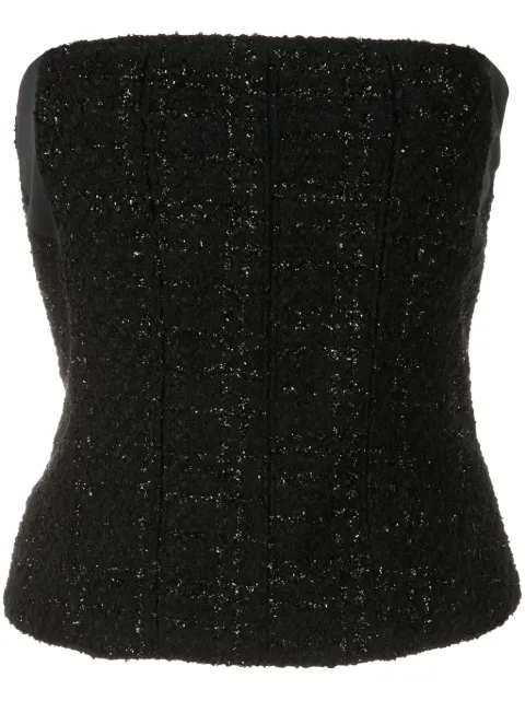 Gloria Coelho metallic check-pattern strapless top
