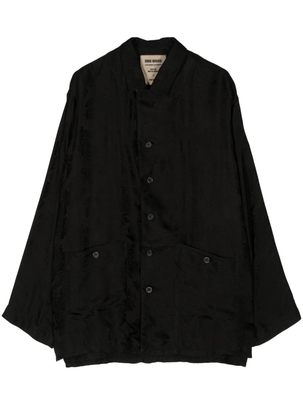 Uma Wang Long-sleeve Patch-pocket Shirt In Black