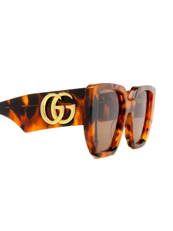 Gucci Eyewear トータスシェル スクエアサングラス | ブラウン 
