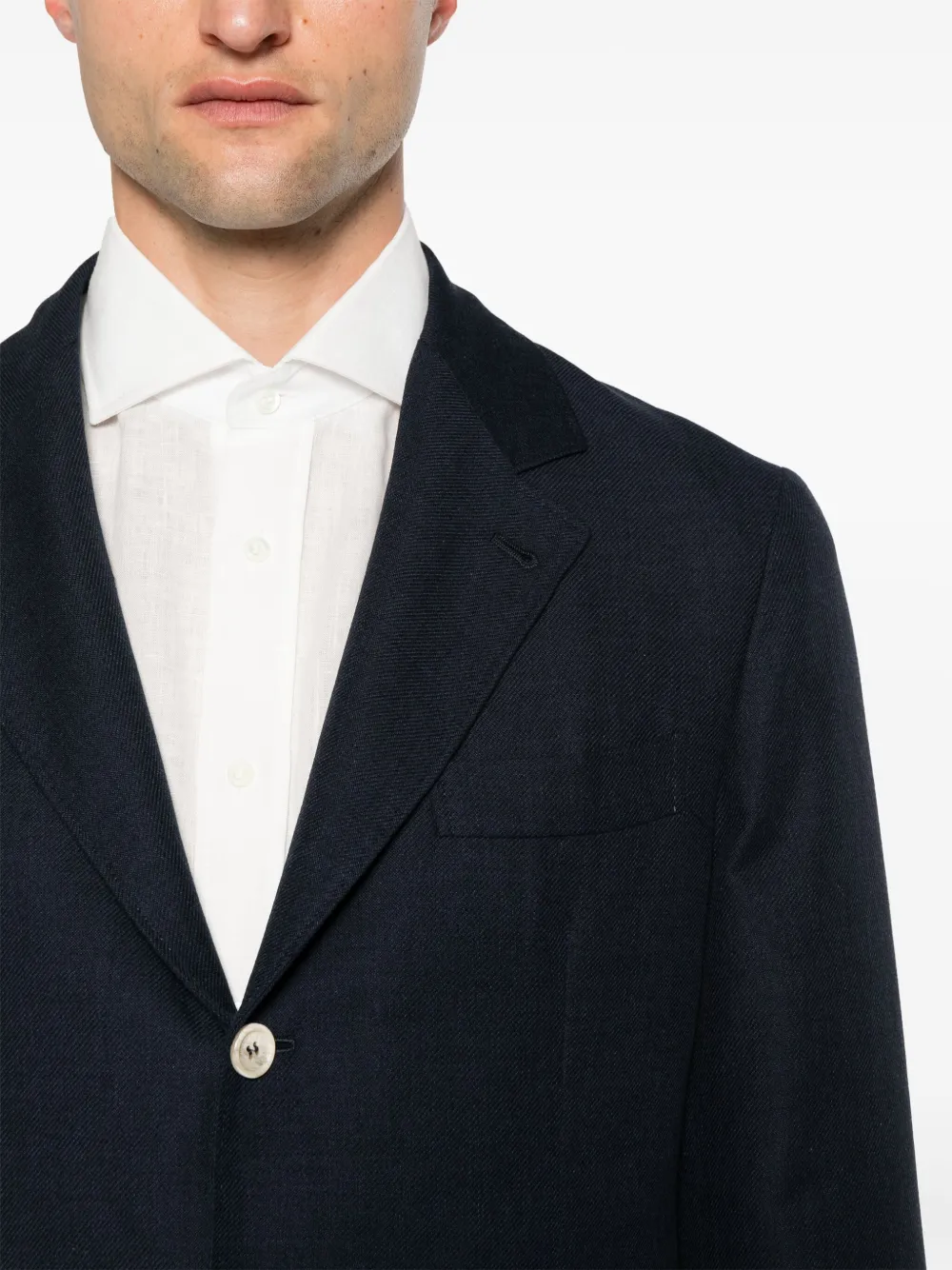 Brunello Cucinelli Blazer met enkele rij knopen Blauw