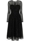 NISSA glitter-dots flared midi dress - Black