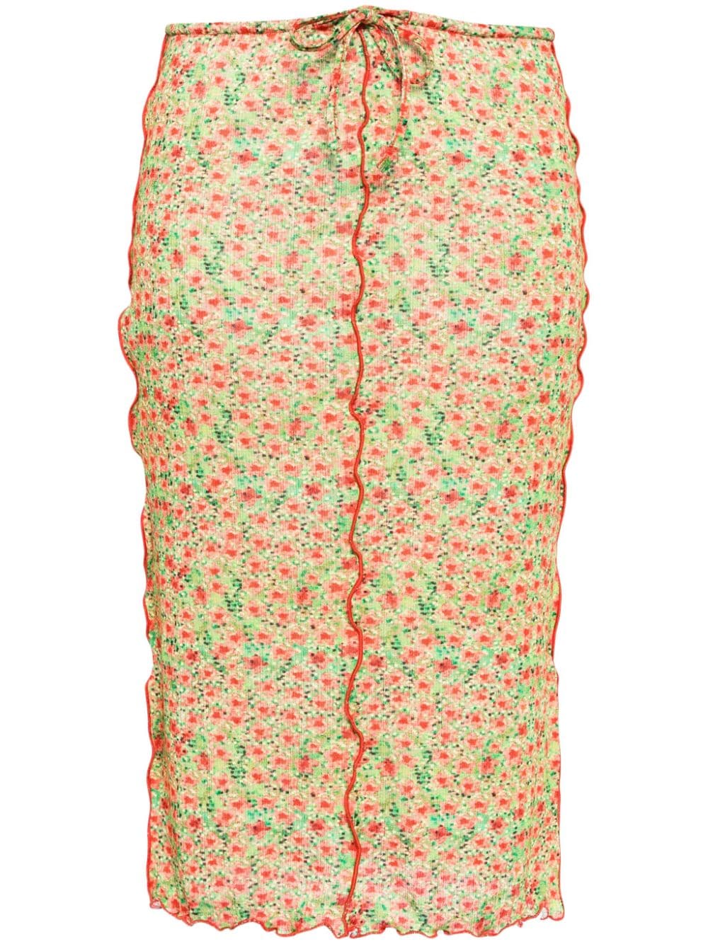 Shop Siedres Joa Floral Ribbed Skirt In Multicolour