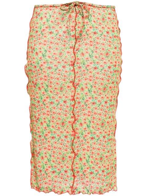 SIEDRES falda de canalé Joa con motivo floral