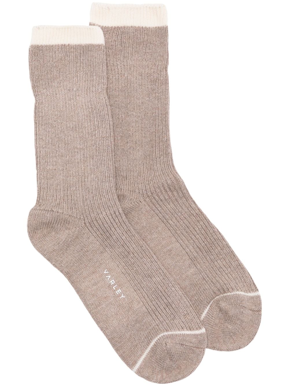 Varley Ribbed Knit Socks In Gray