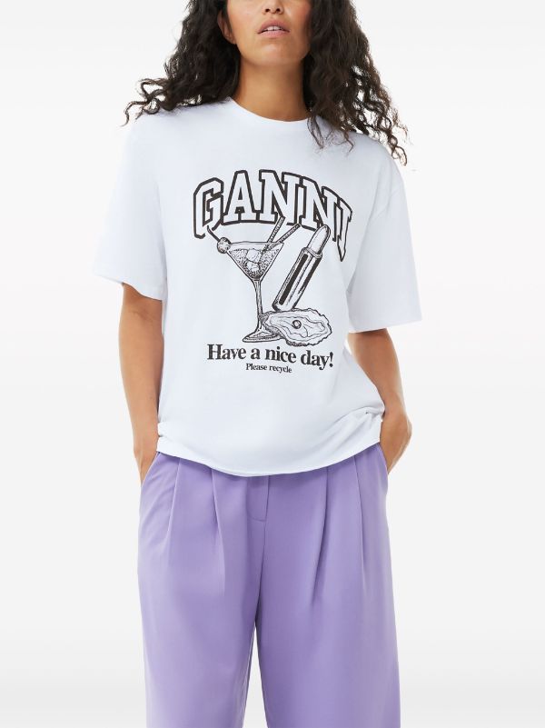 GANNI カクテルプリント Tシャツ - Farfetch