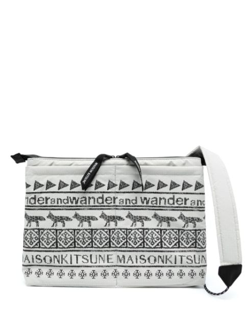 and Wander x Maison Kitsuné Nordic-print messenger bag