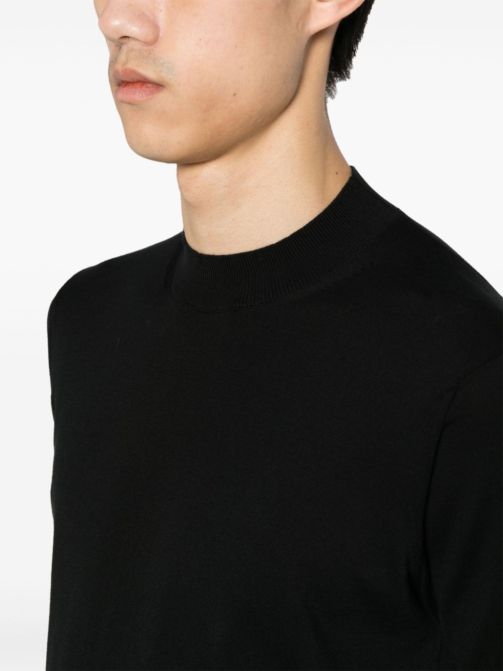 Shop Tagliatore Fine-knit Cotton T-shirt In Black