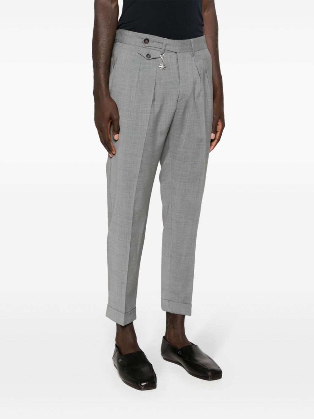 Shop Manuel Ritz Mid-rise Pleat-detailed Trousers In Grey