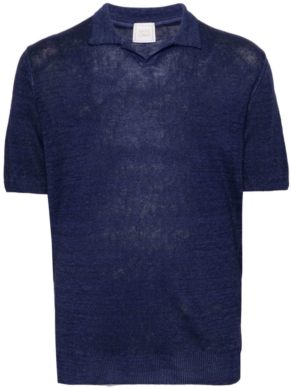 120% Lino Semi-sheer Polo Shirt In Blue
