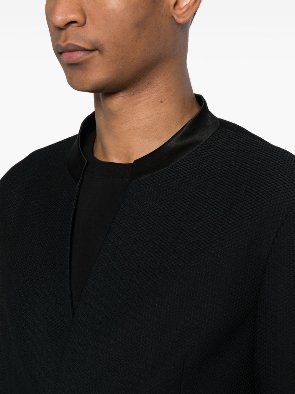 Shop Giorgio Armani Honeycomb Single-breasted Blazer In Black