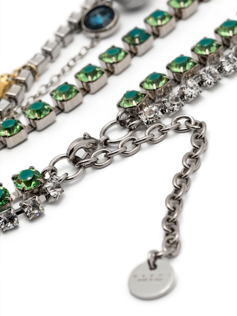 Shop Marni Gem-embellished Layered Necklace In Silver