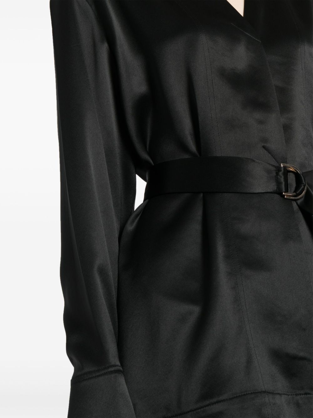 Shop Acler V-neck Satin.finish Shirt In Black