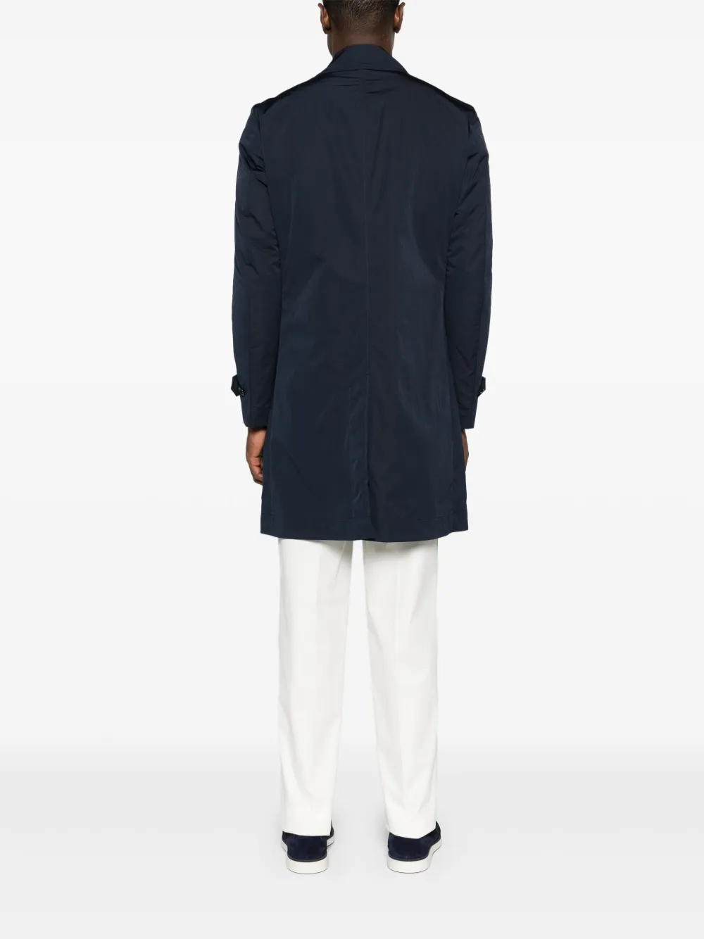 Shop Hugo Boss Spread-collar Single-breasted Coat In Blue