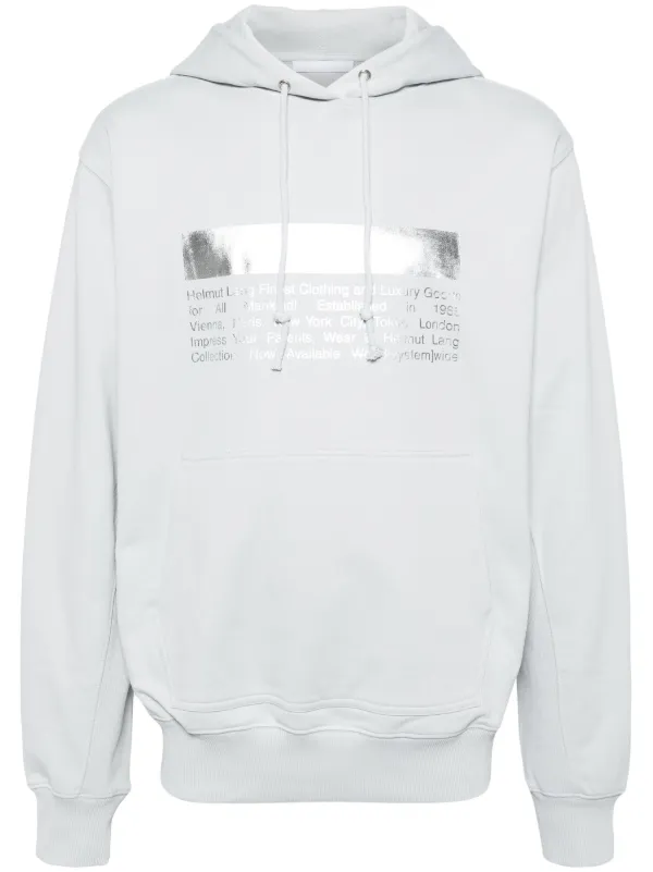Helmut Lang logo-print Cotton Hoodie Blue FARFETCH IN