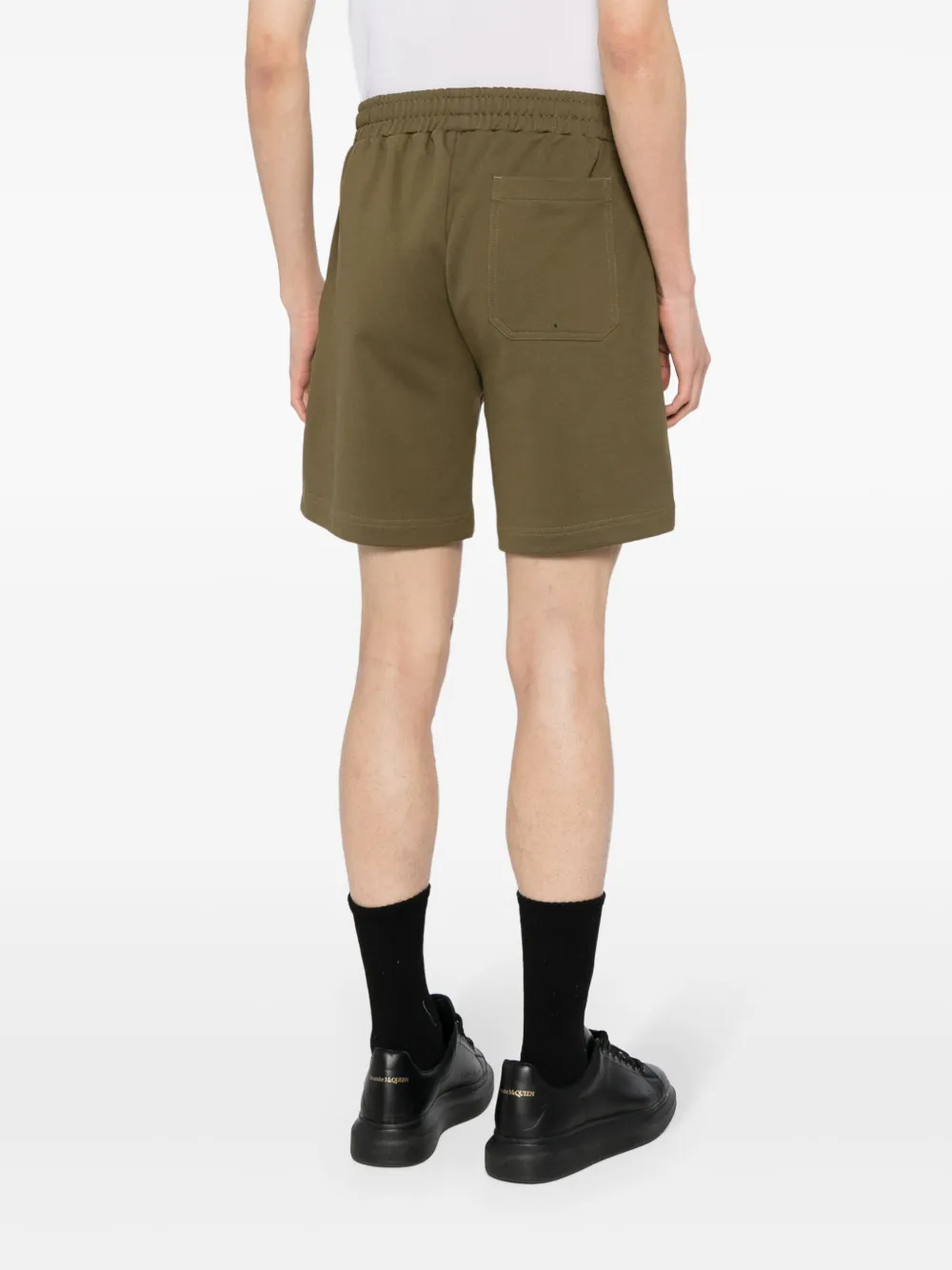 Shop Helmut Lang Logo-print Cotton Shorts In Green