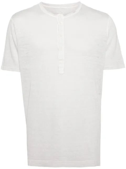 120% Lino button-placket linen T-shirt