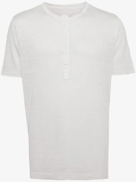 120% Lino button-placket linen T-shirt