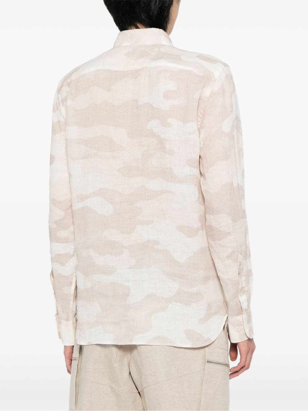 Shop 120% Lino Camouflage-print Linen Shirt In Neutrals
