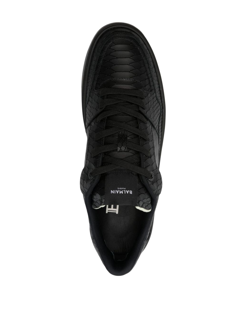 Shop Balmain B-court Crocodile-embossed Sneakers In Schwarz