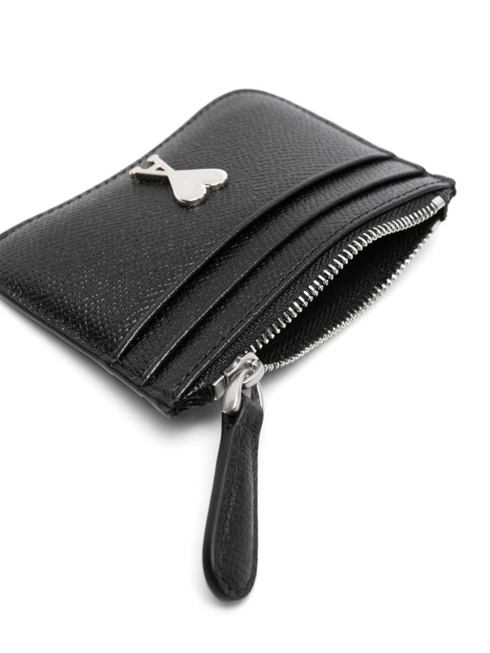 Shop Ami Alexandre Mattiussi Ami De Coeur Leather Cardholder In Black