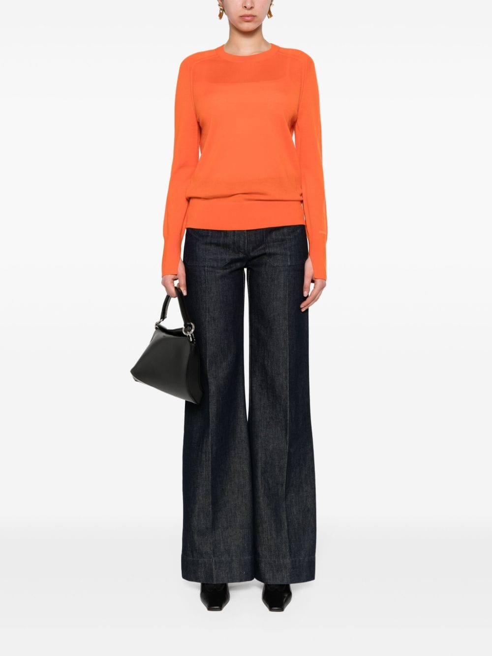 Shop Calvin Klein Seam-detail Wool Jumper In Orange