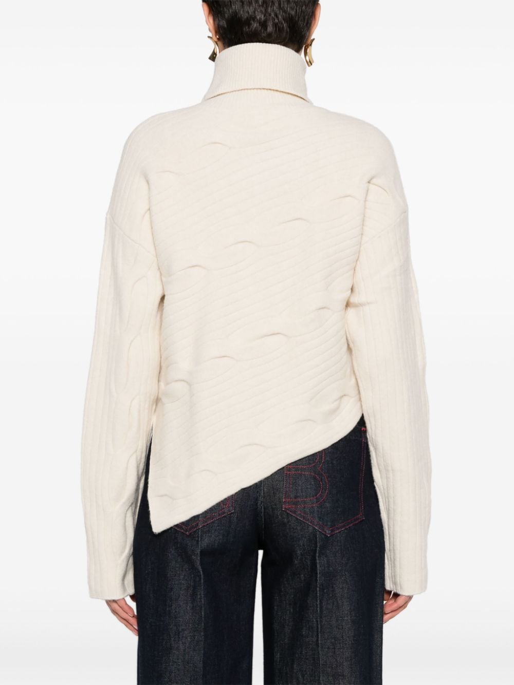 Calvin Klein Kabelgebreide asymmetrische trui Wit