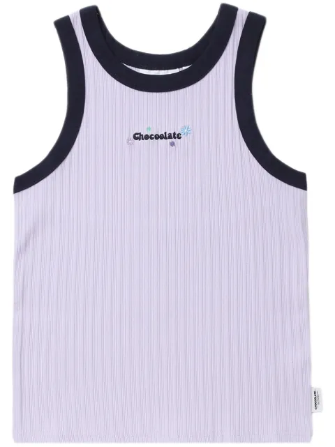 CHOCOOLATE logo-embroidered ribbed tank top